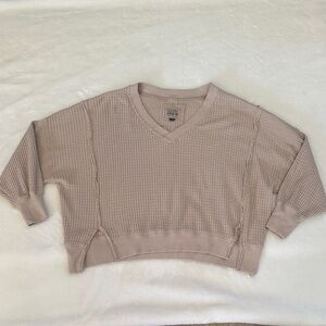 American Eagle Outfitters Taupe V-Neck Sweatshirt